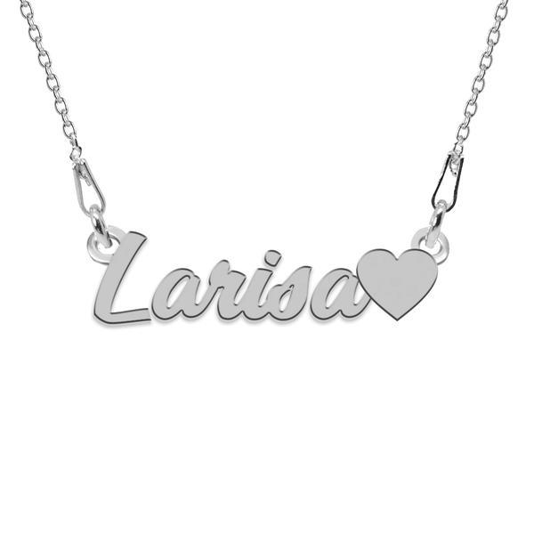 Colier argint, inimioara, nume larisa 45 cm