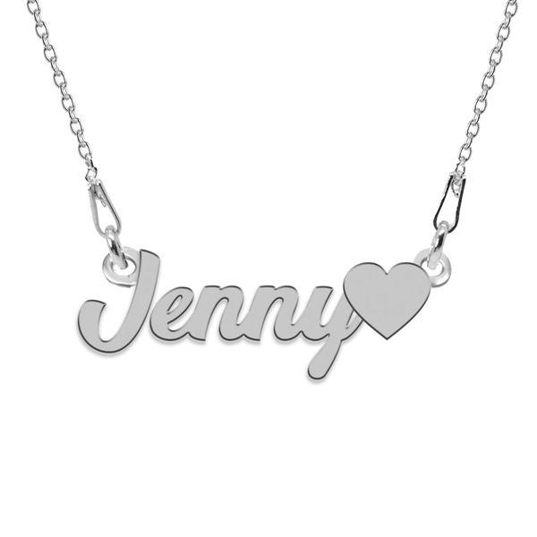 Colier argint, inimioara, nume jenny 45 cm