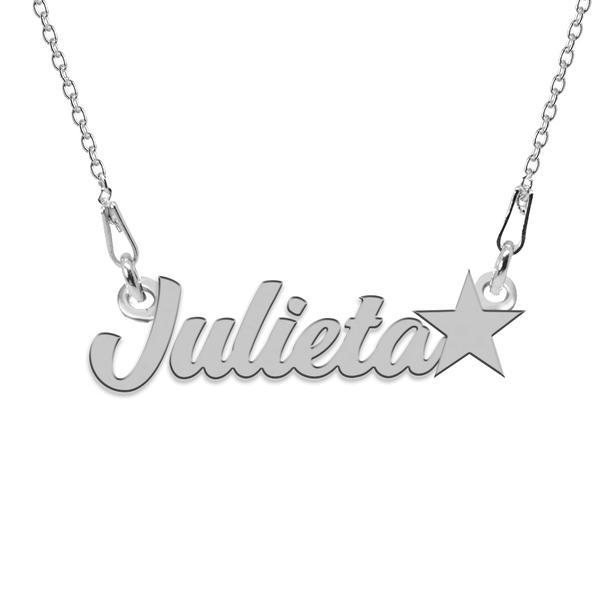 Colier argint, steluta, nume julieta 45 cm