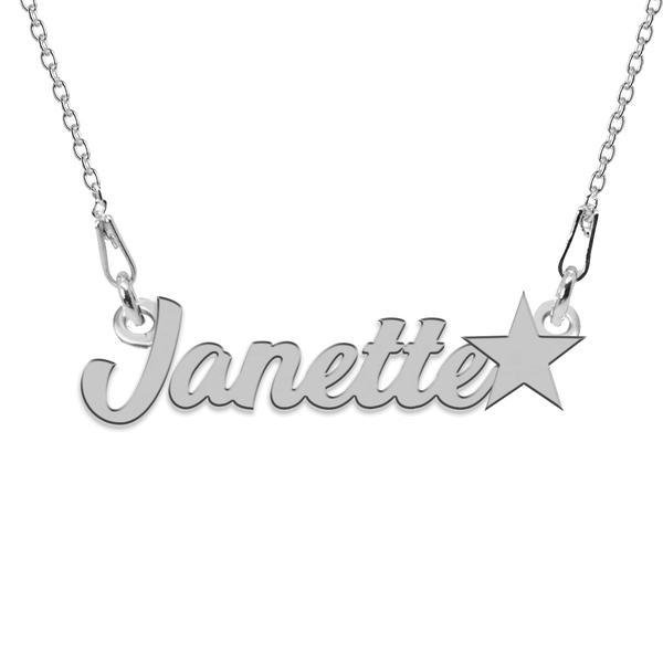 Colier argint, steluta, nume janette 45 cm