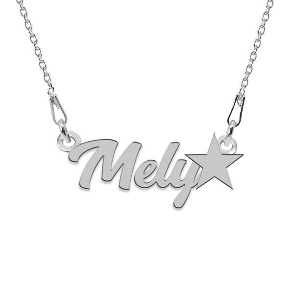 Colier argint, steluta, nume mely 45 cm