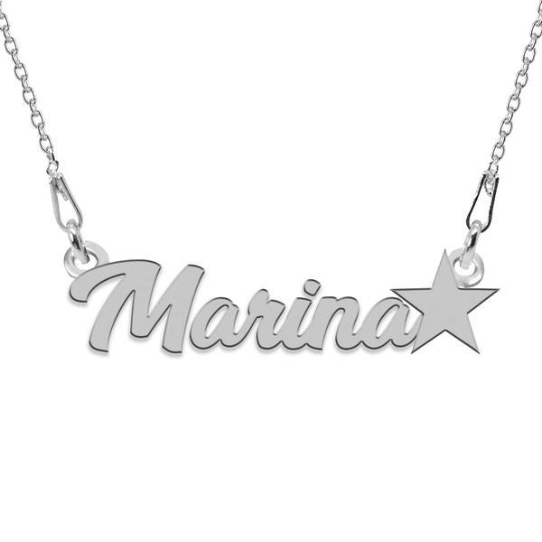 Colier argint, steluta, nume marina 45 cm