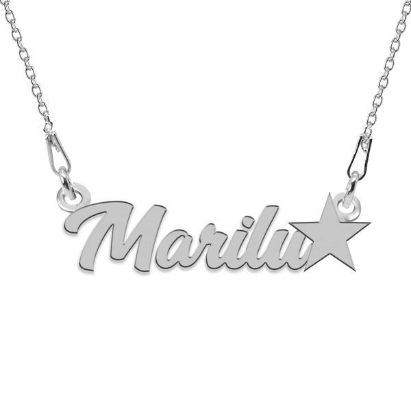Colier argint, steluta, nume marilu 45 cm
