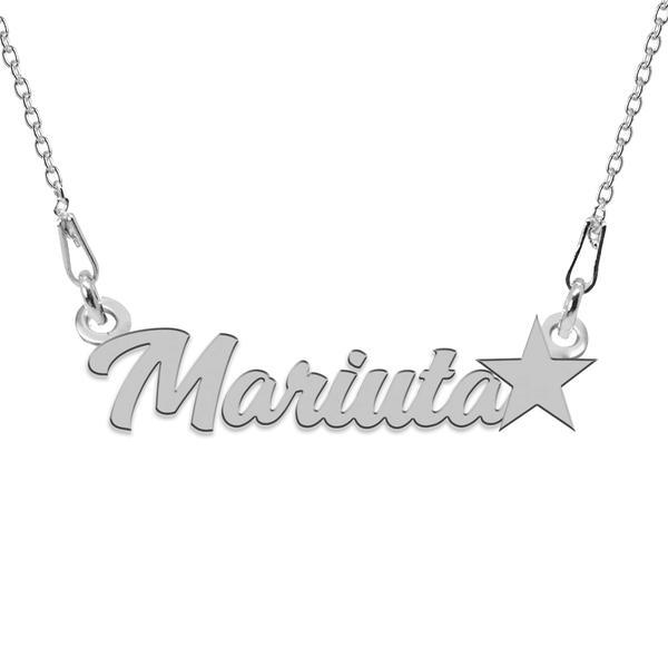 Colier argint, steluta, nume mariuta 45 cm
