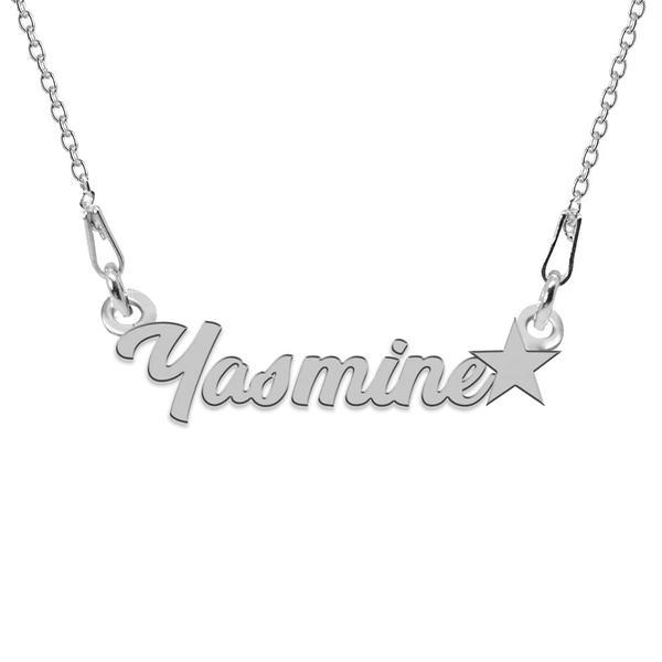 Colier argint, steluta, nume yasmine 45 cm