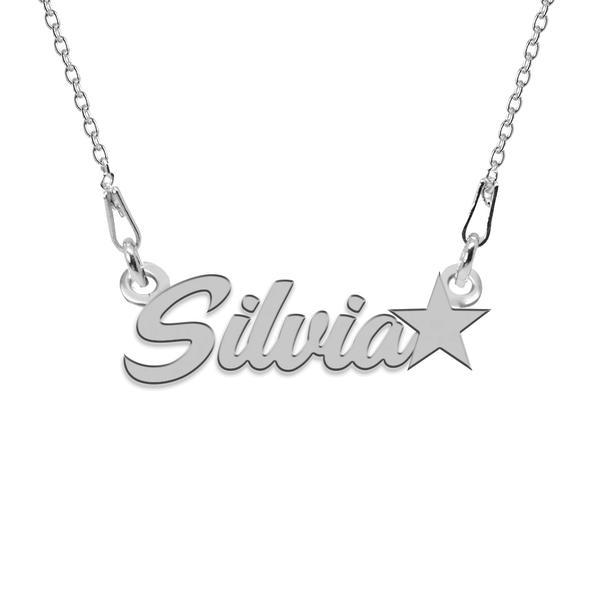 Colier argint, steluta, nume silvia 45 cm