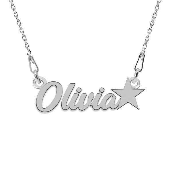 Colier argint, steluta, nume olivia 45 cm