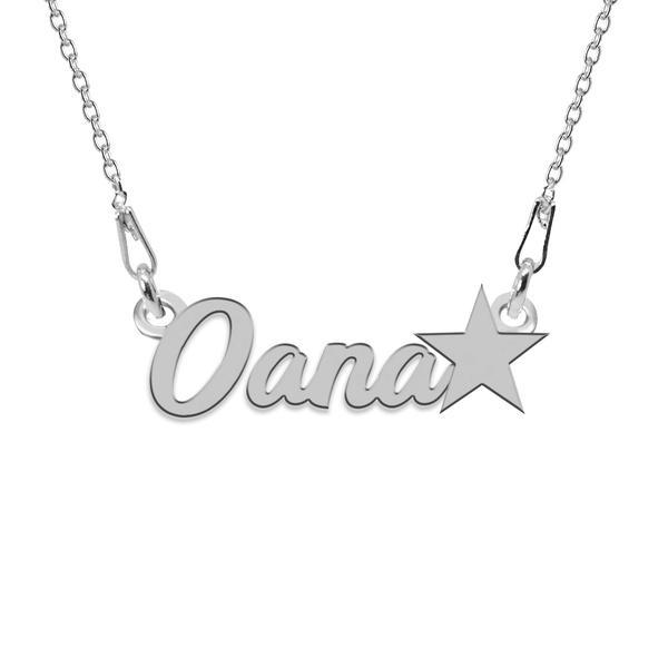 Colier argint, steluta, nume oana 45 cm