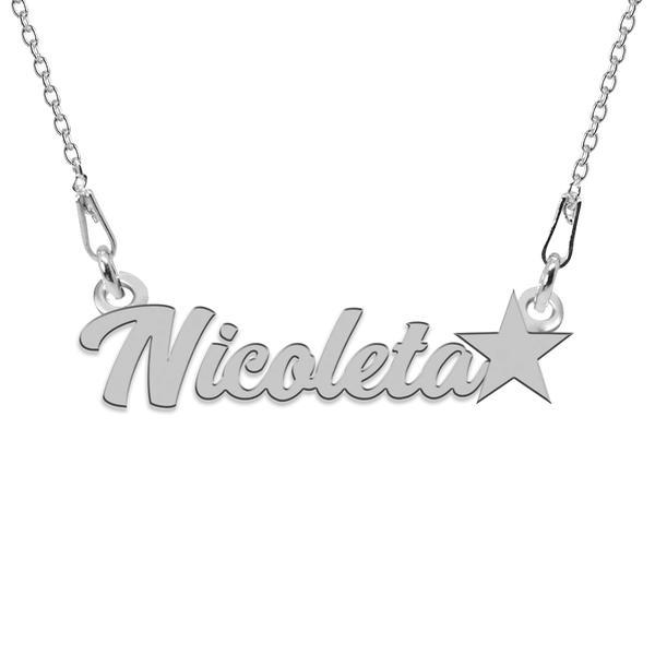 Colier argint, steluta, nume nicoleta 45 cm