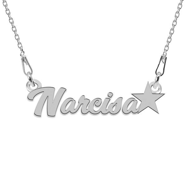 Colier argint, steluta, nume narcisa 45 cm