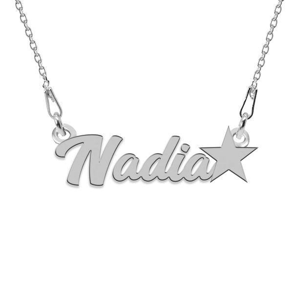 Colier argint, steluta, nume nadia 45 cm