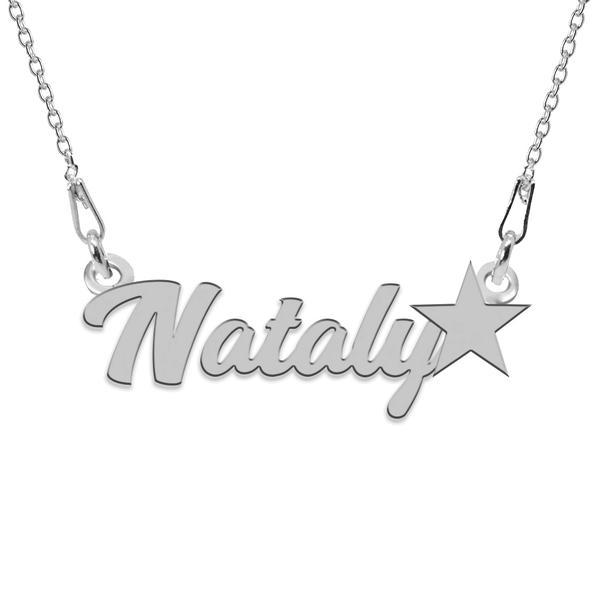 Colier argint, steluta, nume nataly 45 cm