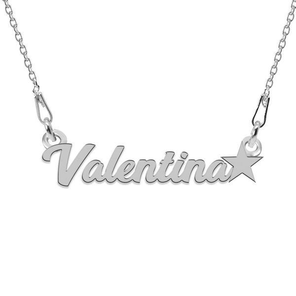 Colier argint, steluta, nume valentina 45 cm