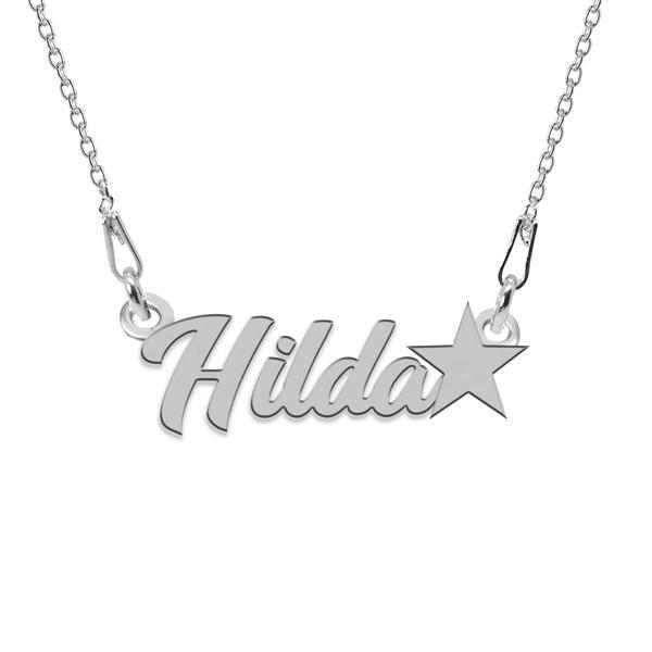 Colier argint, steluta, nume hilda 45 cm