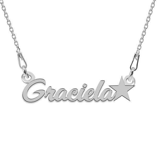 Colier argint, steluta, nume graciela 45 cm