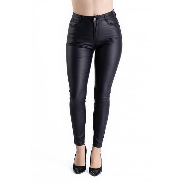 Pantaloni dama imitatie piele bleumarin vatuiti bella - 27
