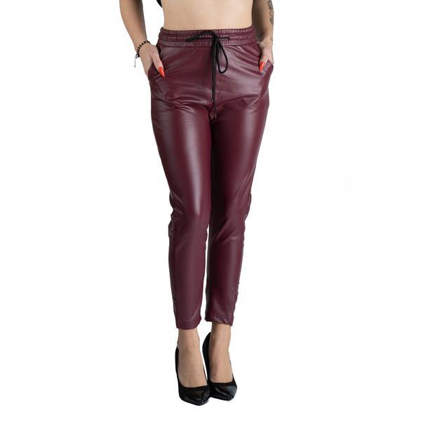 Pantaloni piele ecologica grena vatuiti gen boyfriend simone - xl