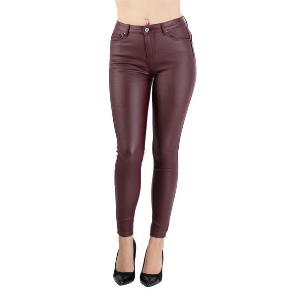 Pantaloni dama imitatie piele grena vatuiti bella - 32