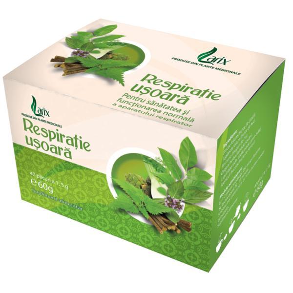 Short life - ceai respiratie usoara larix, 40 doze x 1,5g