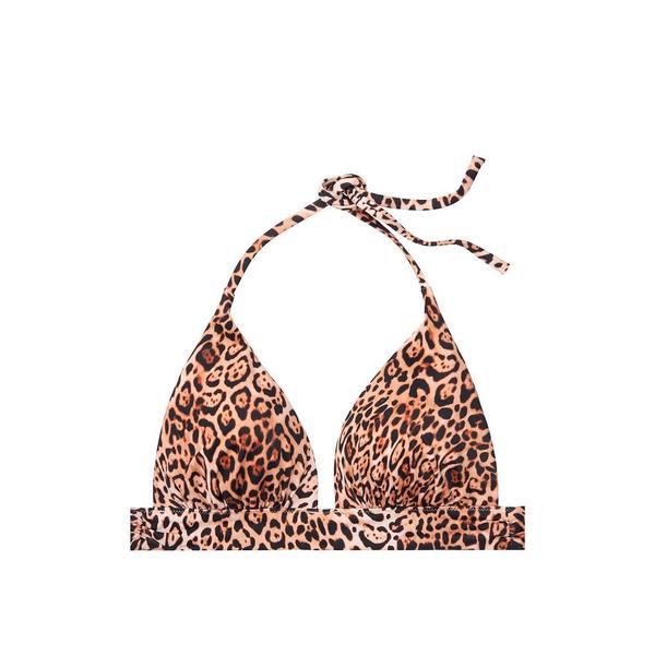 Sutien costum de baie victoria's secret, havana push-up halter swim top, animal print, s intl