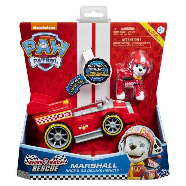 Masina de curse cu sunete si motor pull-back patrula catelusilor marshall 