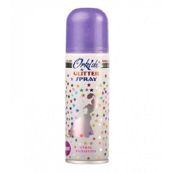 Spray Stralucitor Mov tip glitter pentru par si corp Orkide, 90 ml
