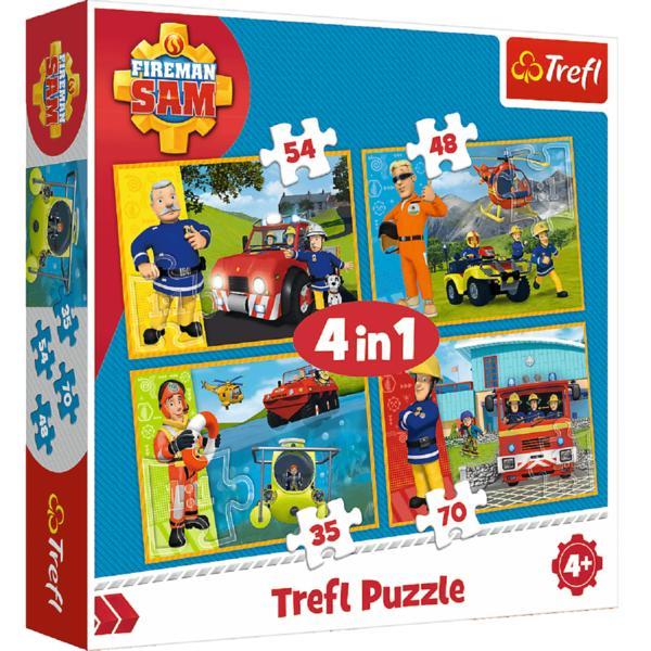 Puzzle 4 in 1. pompierul sam in actiune