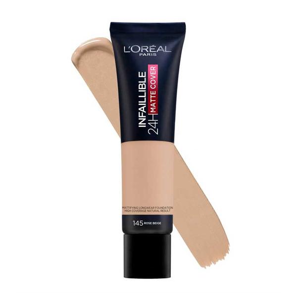 Fond de Ten Matifiant – L'Oreal Paris Infaillible 24H Matte Cover, nuanta 145 Rose Beige, 30 ml