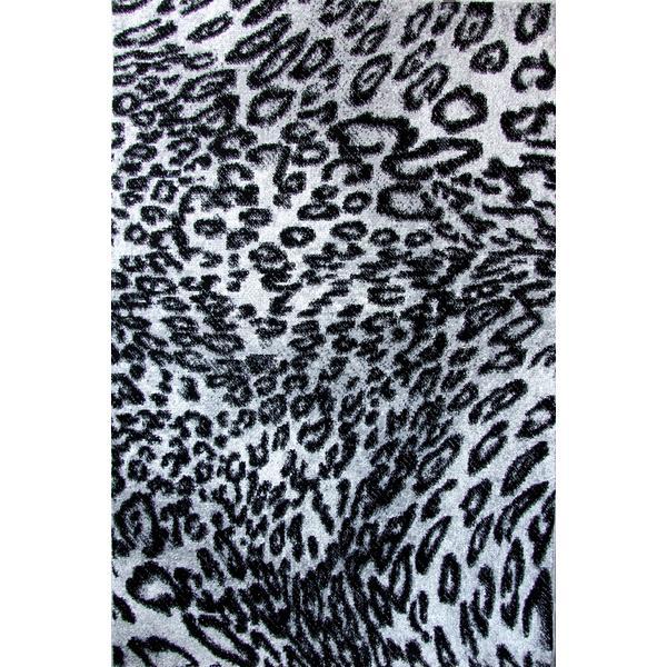 Covor modern, kolibri leopard 11066, alb / negru, 120x170 cm, 2300 gr/mp