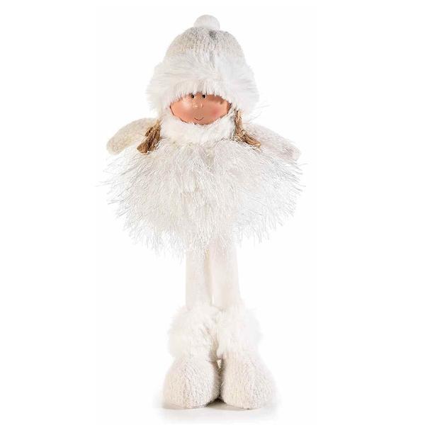 Figurina inger girl din portelan si textil alb 13x9x28 cm