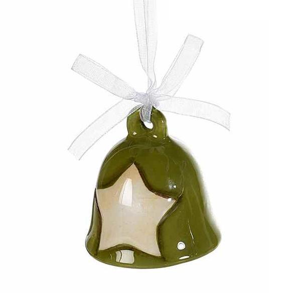 Clopotel suspendabil din ceramica verde crem model steluta ø 5x5 cm