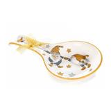 Suport lingura ceramica alba maro gri model Mos Craciun 12x25 cm