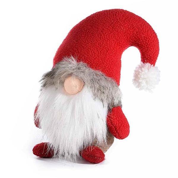 Figurina mos craciun din textil rosu alb 13x7x19 cm
