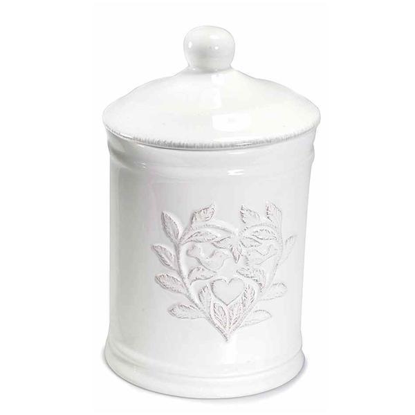 Borcan decorativ din ceramica alba cuore 12x19 cm