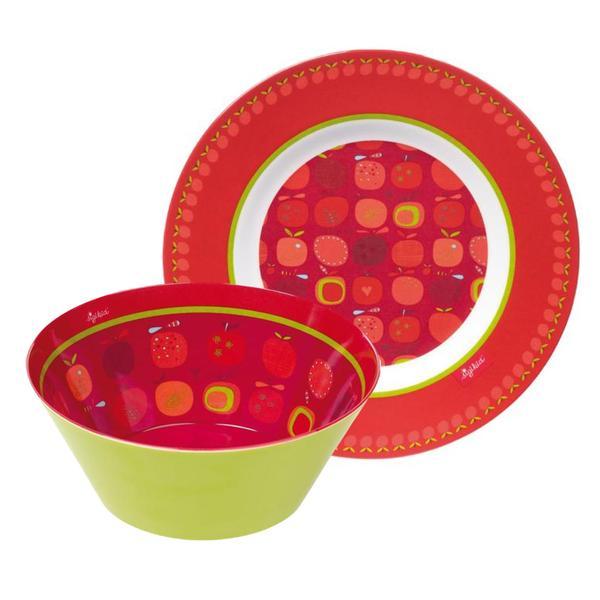 Set farfurie și bol, din melamină, pentru copii, Mere”, sigikid, 2-8 ani