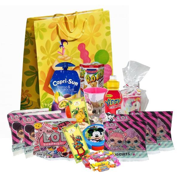 Set cadou pentru copii, Suc fructe 0.33ml + Suc cirese 0.33ml + Ciocolata 30g + Pahar dulciuri 300g + 7x Biscuiti 160g + Cutie Capri-Sun Premium