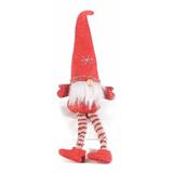 Figurina Mos Craciun din textil alb rosu 9x5x21 cm