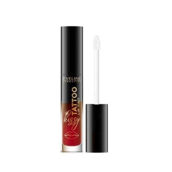 Ruj lichid semipermanent Eveline Cosmetics, Kissy Tattoo Lip Tint, 02 Juicy Red, 4.5 ml 4.5 imagine noua
