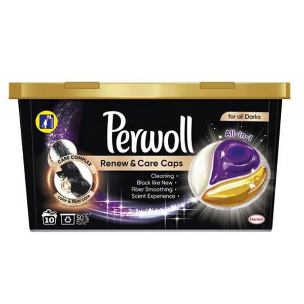 Detergent Capsule pentru Rufe Negre - Perwoll Renew & Care Caps All-in-1 for All Darks, 10 buc