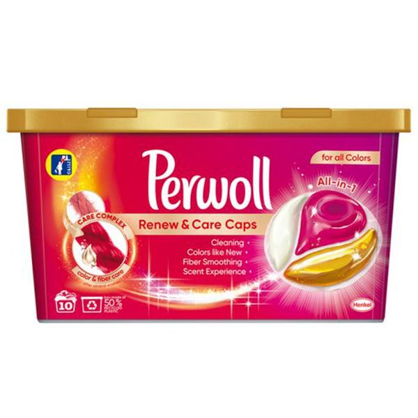 Detergent capsule pentru rufe colorate - perwoll renew   care caps all-in-1 for all colors, 10 buc