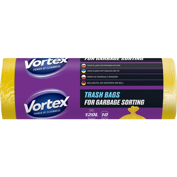 Saci Menajeri Standard Galbeni – Vortex Trash Bags for Garbage Sorting, 120 l, 10 buc