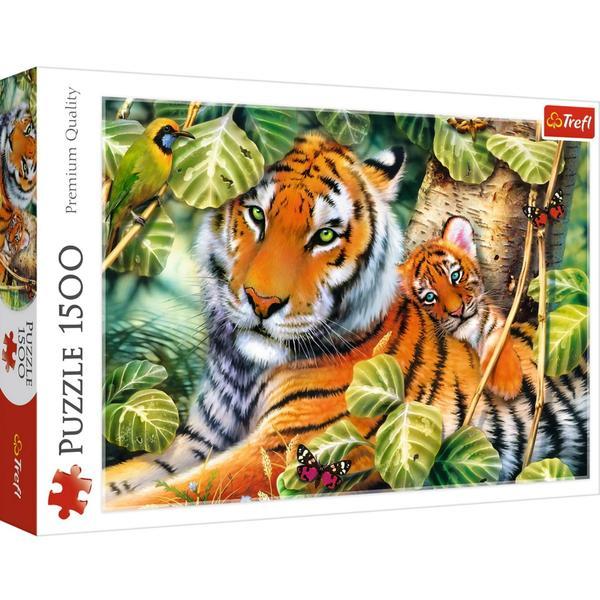 Puzzle 1500. tigri bengalezi in padurea tropicala