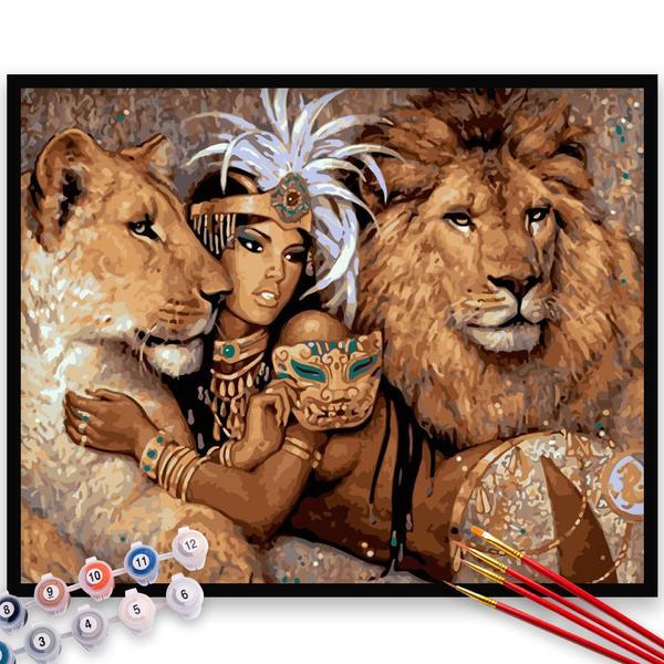 Kit pictura pe numere, panza, rama lemn, pensule si culori acrilice, 40x50 cm, religioase, m1552