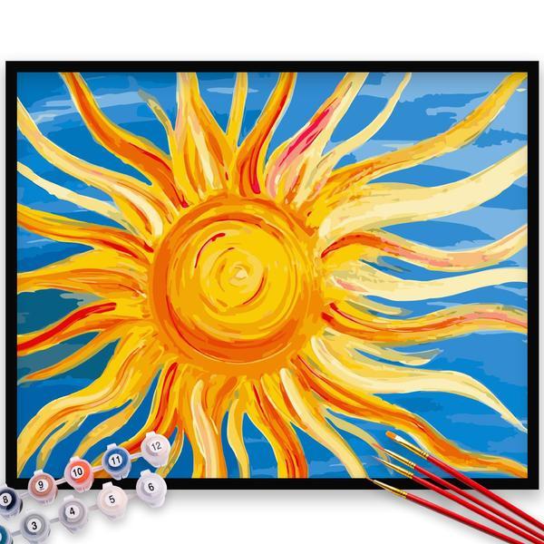 Kit pictura pe numere, panza, rama lemn, pensule si culori acrilice, 40x50 cm, pentru copii, m1283