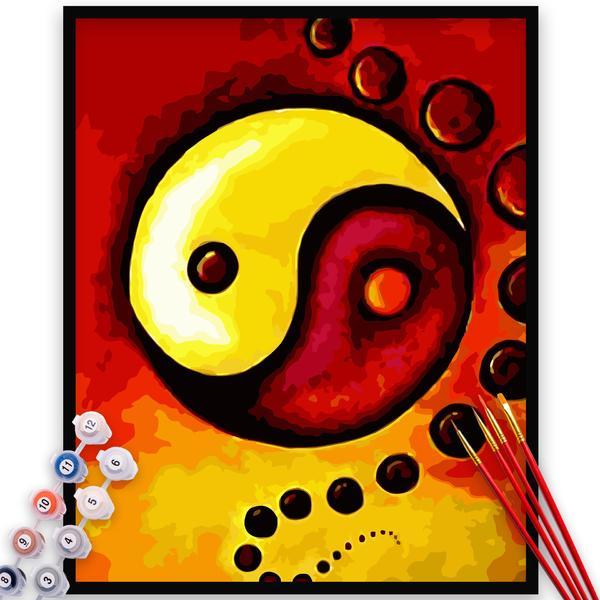 Kit pictura pe numere, panza, rama lemn, pensule si culori acrilice, 40x50 cm, religioase, m1537