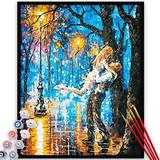 Kit Pictura pe numere, panza, rama lemn, pensule si culori acrilice, 40x50 cm, Iubire, M823