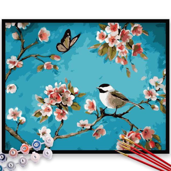 Kit pictura pe numere, panza, pensule si culori acrilice, 80x100 cm - fara rama, animale, m85