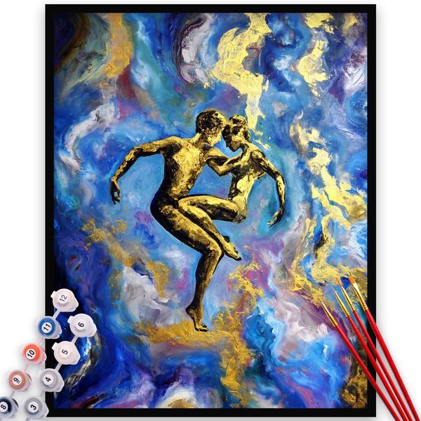 Kit pictura pe numere, panza, pensule si culori acrilice, 80x100 cm - fara rama, iubire, m771