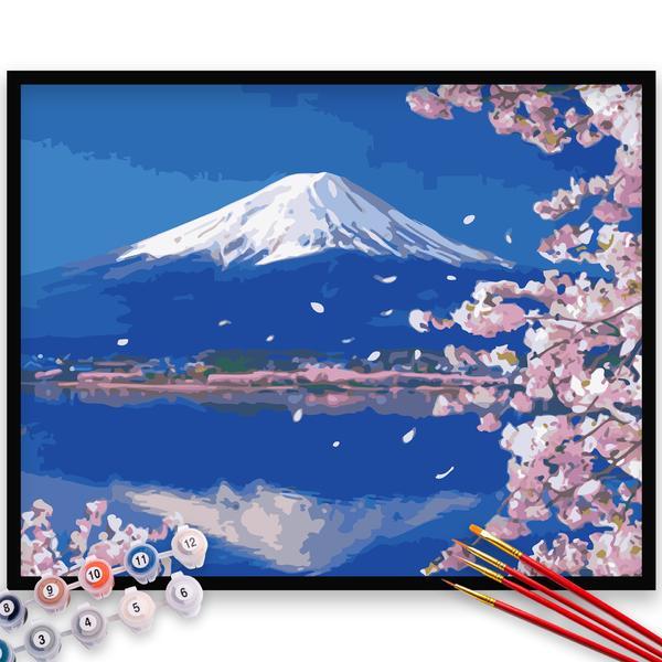 Kit pictura pe numere, panza, rama lemn, pensule si culori acrilice, 50x65 cm, peisaje, m1000