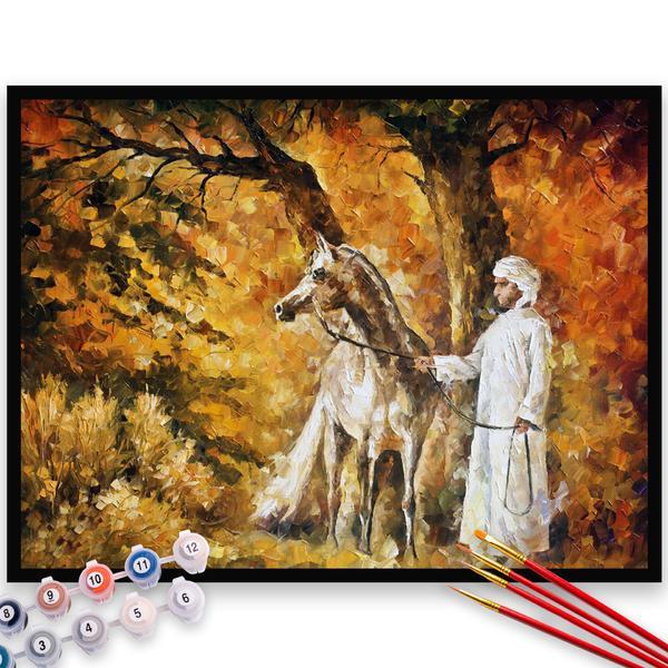 Kit pictura pe numere, panza, rama lemn, pensule si culori acrilice, 40x50 cm, peisaje, m1030